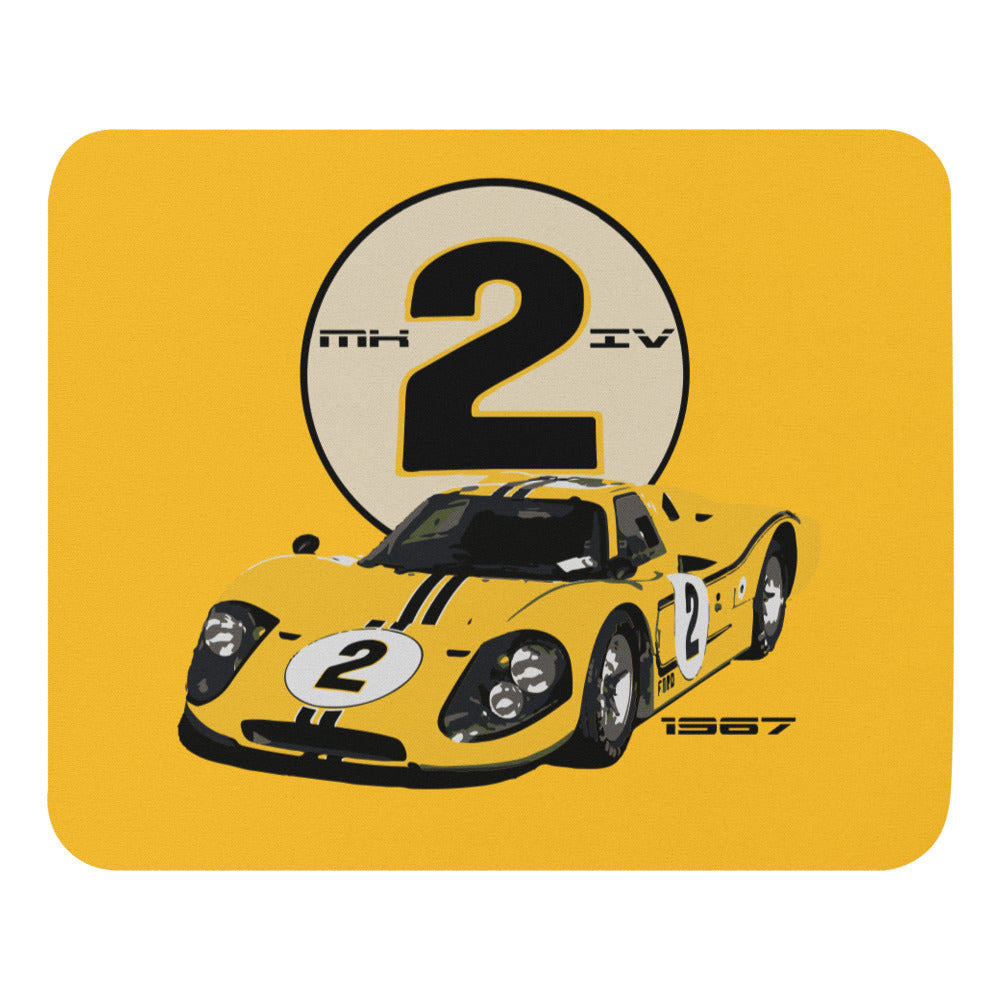 1967 Ford GT40 MK IV Yellow Race Car Custom Racing Art Motorsports Mouse pad