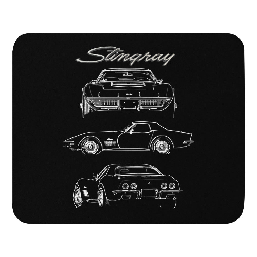 1970 Corvette C3 Stingray LT-1 Custom Outline Art Collector Car Gift Mouse pad