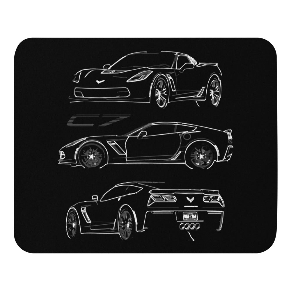 2015 Corvette C7 Z06 Coupe Custom Outline Art Mouse pad