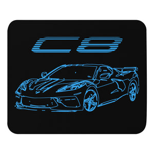 2022 2023 Corvette C8 Blue Outline Art Mouse pad