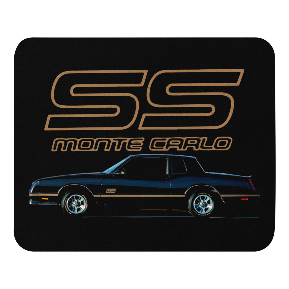1988 Monte Carlo SS Black and Gold Classic car Emblem Mouse pad