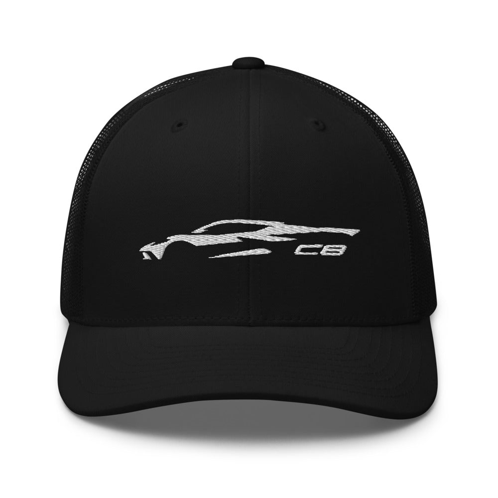 2023 Corvette C8 Outline 8th Gen Mid Engine Vette Gift Trucker Cap Snap Back Hat