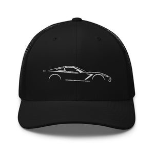 Corvette C7 Outline 7th Generation Vette Owner Gift Trucker Cap Snap Back Hat