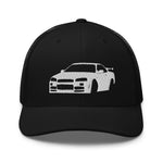 GT-R R34 Skyline GTR JDM Enthusiasts Custom Design Embroidered Trucker Cap Snapback Hat