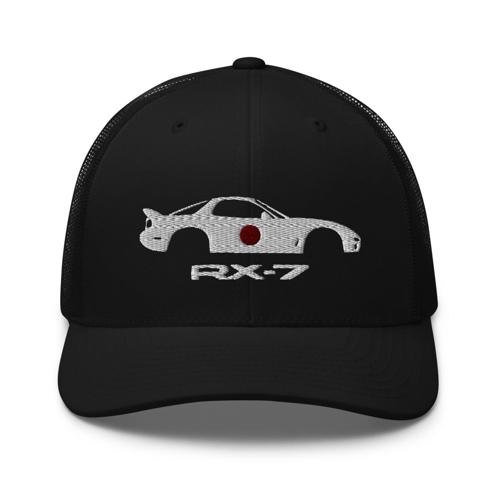 RX-7 JDM Tuner Stencil Japanese Rotary Engine Sportscar RX7 Driver Trucker Cap Snapback Hat