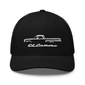 Chevy El Camino First Gen 1959 - 1960 American Classic Car Silhouette Trucker Cap Snapback Hat