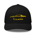 1972 Cuda Barracuda Muscle Car Yellow Silhouette Classic Car Owner Trucker Cap Snapback hatTrucker Cap