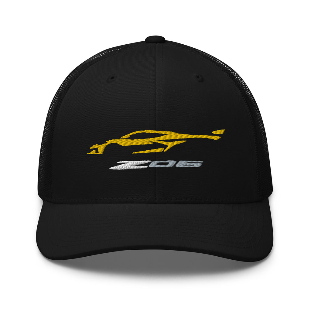 2023 Corvette Z06 C8 Vette Accelerate Yellow Custom Trucker Cap Snapback Hat