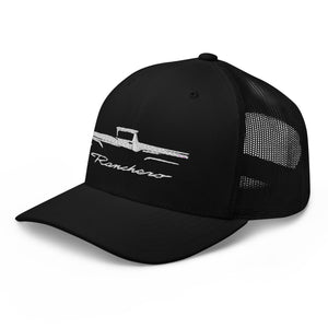 1957 Ranchero Silhouette Outline Art Classic Car Club Custom Embroidered Snapback Hat Trucker Cap