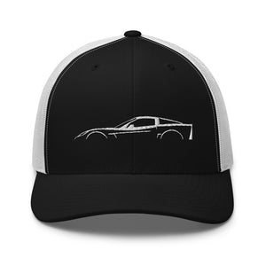 Corvette C6 Outline 6th Gen Vette Owner Gift Trucker Cap Snapback Hat