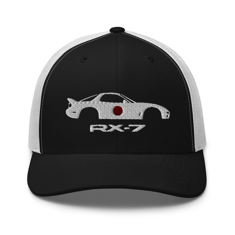 RX-7 JDM Tuner Stencil Japanese Rotary Engine Sportscar RX7 Driver Trucker Cap Snapback Hat