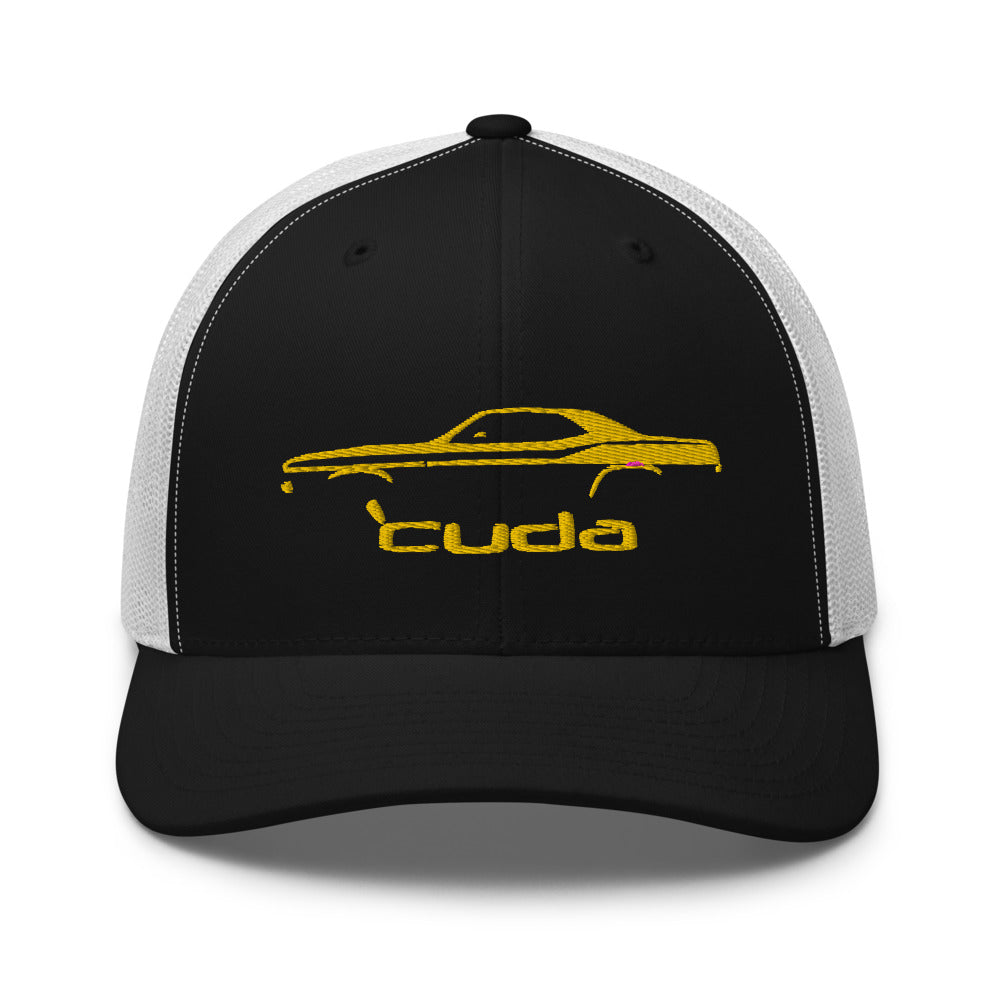 1972 Cuda Barracuda Muscle Car Yellow Silhouette Classic Car Owner Trucker Cap Snapback hatTrucker Cap