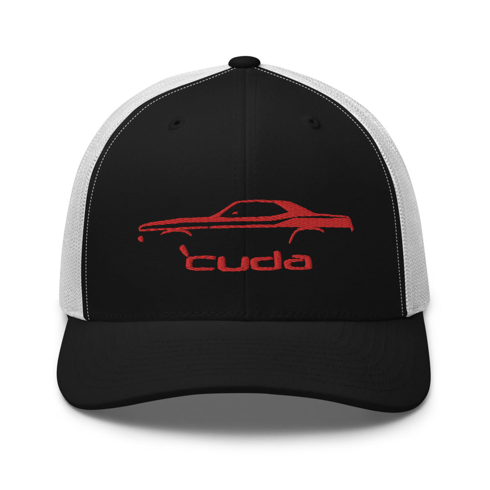 1972 Cuda Barracuda Red Muscle Car Silhouette Classic Car Owner Gift Trucker Cap Snapback hat