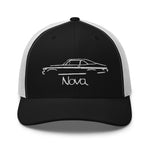 1972 Chevy Nova Black Silhouette American Muscle Car Owner Gift Trucker Cap Snapback Hat