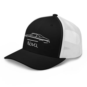 1972 Chevy Nova Black Silhouette American Muscle Car Owner Gift Trucker Cap Snapback Hat