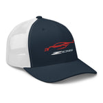 2023 Corvette Z06 C8 Torch Red Vette Silhouette Custom Trucker Cap Snapback Hat