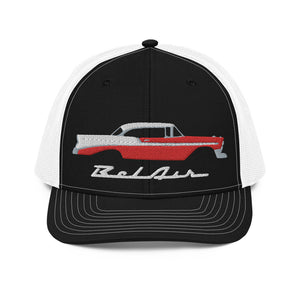 1956 Chevy Bel Air Red Antique Car Collector Cars 56 Belair Trucker Cap Embroidered Mesh Back Snapback Hat