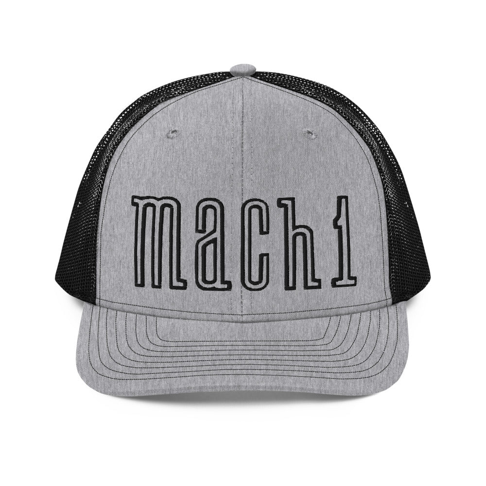 Mustang Mach 1 Logo Emblem Retro Muscle Car Collector Trucker Cap Embroidered Mesh Back Snapback Hat