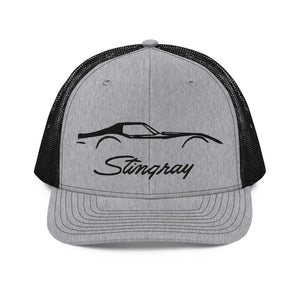 C3 Corvette Stingray Silhouette 3rd Gen Vette Driver Custom Gift Trucker Cap Embroidered Mesh Back Snapback Hat