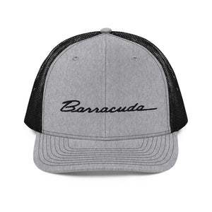 1970s Barracuda Emblem Script Muscle Car Cuda Trucker Cap Embroidered Mesh Back Snapback Hat