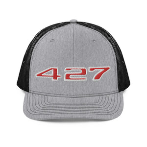 Chevy 427 Engine Classic Cars Emblem Trucker Cap Embroidered Mesh Back Snapback Hat