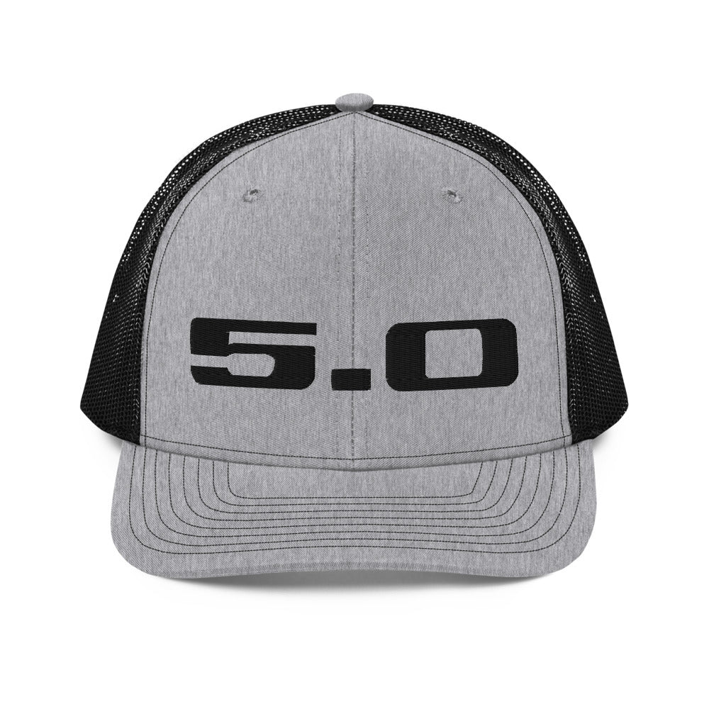 Mustang 5.0 Five Point O Logo Emblem Trucker Cap Embroidered Mesh Back Snapback Hat