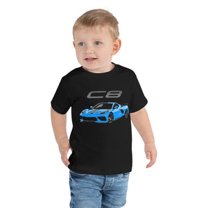 2021 Corvette C8 Rapid Blue Toddler Short Sleeve Tee