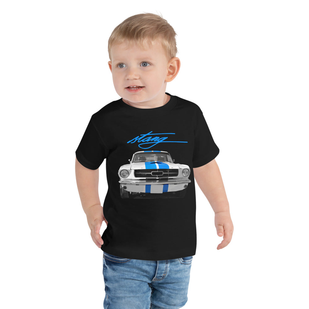1967 Ford Mustang Blue Stripes Toddler Short Sleeve Tee
