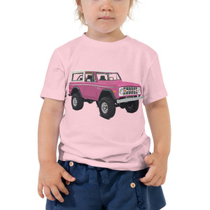 Retro Pink Ford Bronco Truck Toddler Short Sleeve Tee