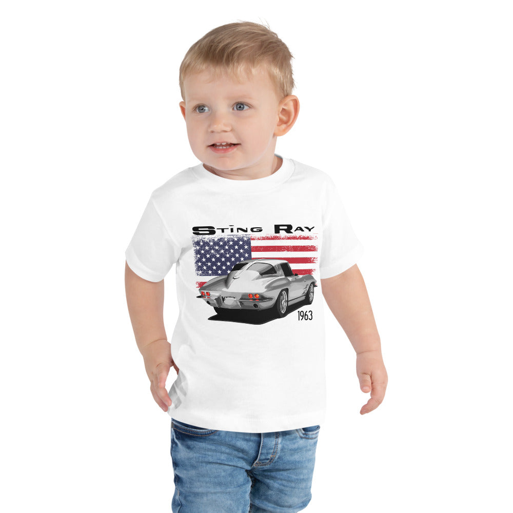 1963 Corvette Sting Ray Classic Muscle Car Toddler Short Sleeve Tee