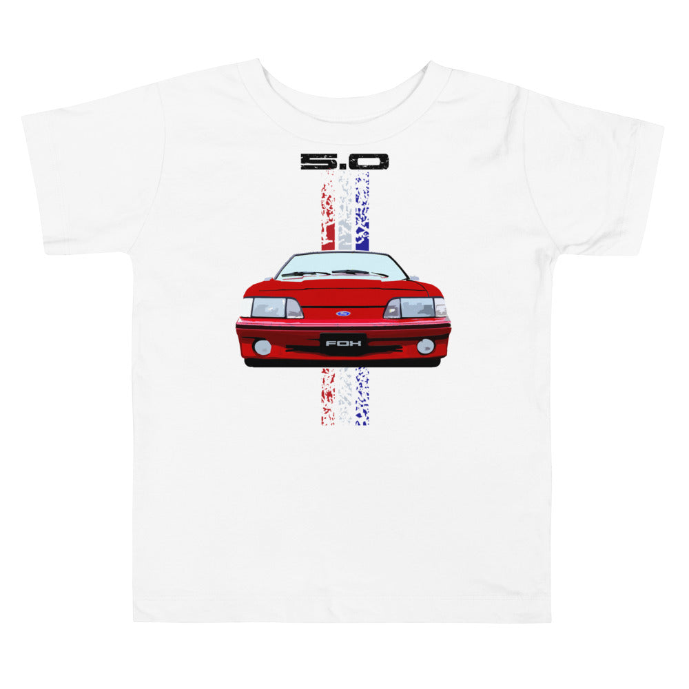 Red Mustang 5.0 Foxbody Front Toddler Short Sleeve Tee