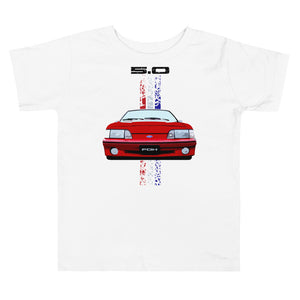 Red Mustang 5.0 Foxbody Front Toddler Short Sleeve Tee