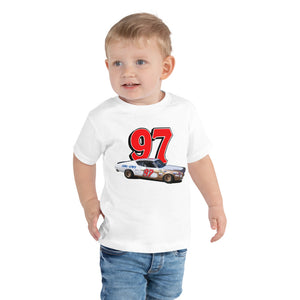 Red Farmer #97 1972 Ford Torino Race Car Toddler Short Sleeve Tee