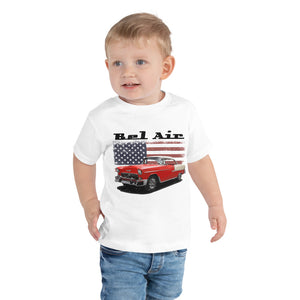 1955 Chevy Bel Air 327 V8 American Classic Car Toddler Short Sleeve Tee