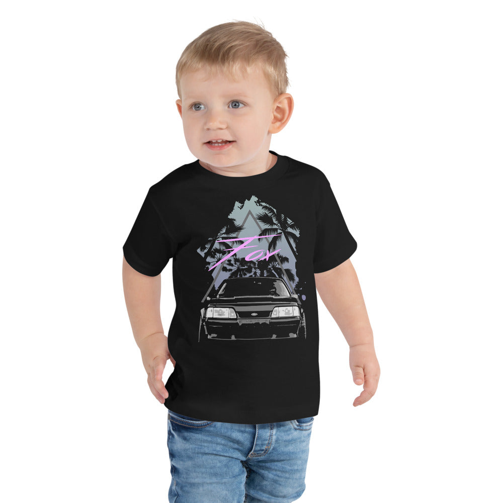 Widebody Fox Body Mustang Retro Miami Palms Toddler Short Sleeve Tee