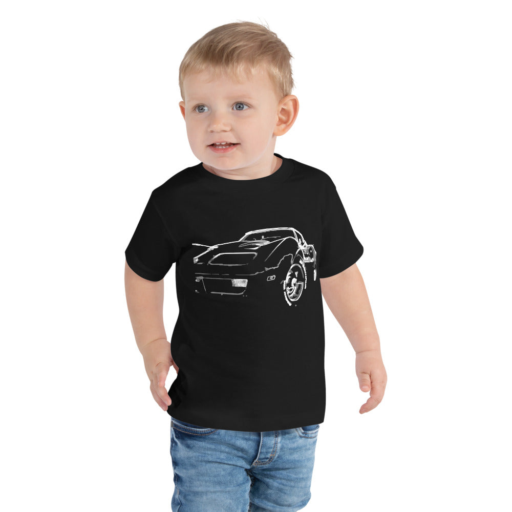 Corvette C3 Sketch Line Art Custom Muscle Car Owner Gift Toddler Tee T-Shirt