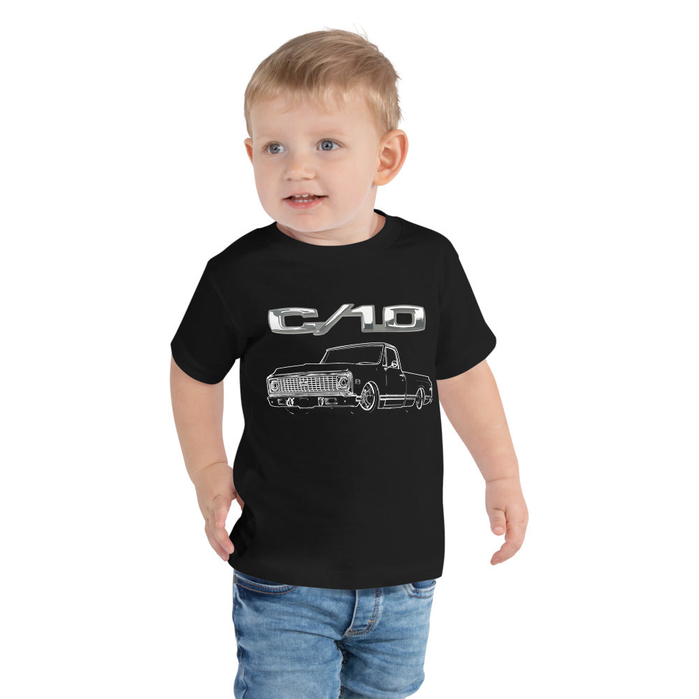 1972 Chevy C10 Short Bed Pickup Lowrider Truck Gift Toddler Short Sleeve Tee