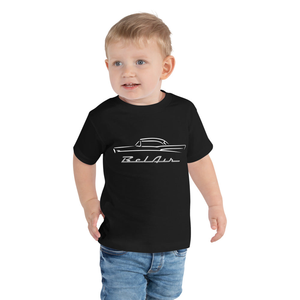 1957 Chevy 57 Belair Bel Air Outline Antique American Collector Car Toddler Tee
