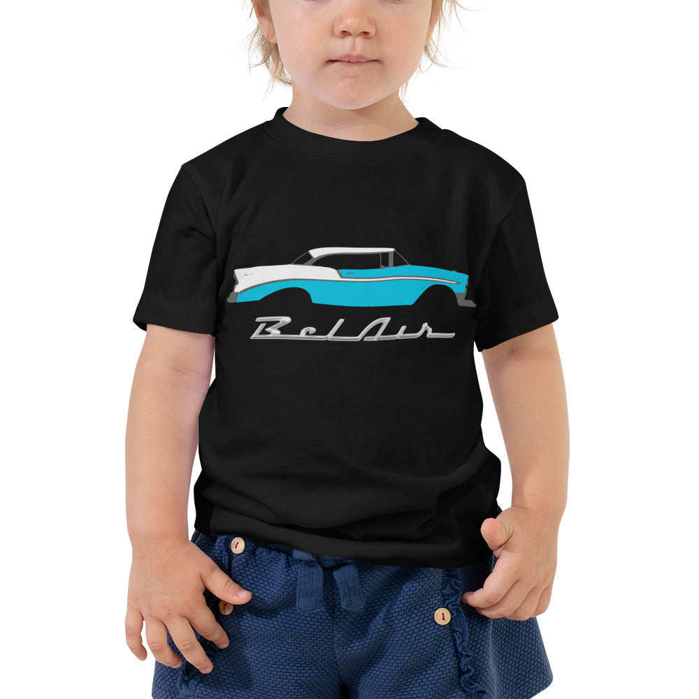 1956 Chevy Bel Air Turquoise Antique Car Collector Cars 56 Belair Toddler Short Sleeve Tee