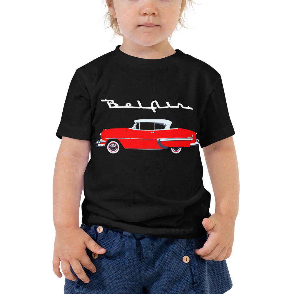 1954 Chevy Bel Air Red Antique Classic Car Collector Cars Toddler Short Sleeve Tee