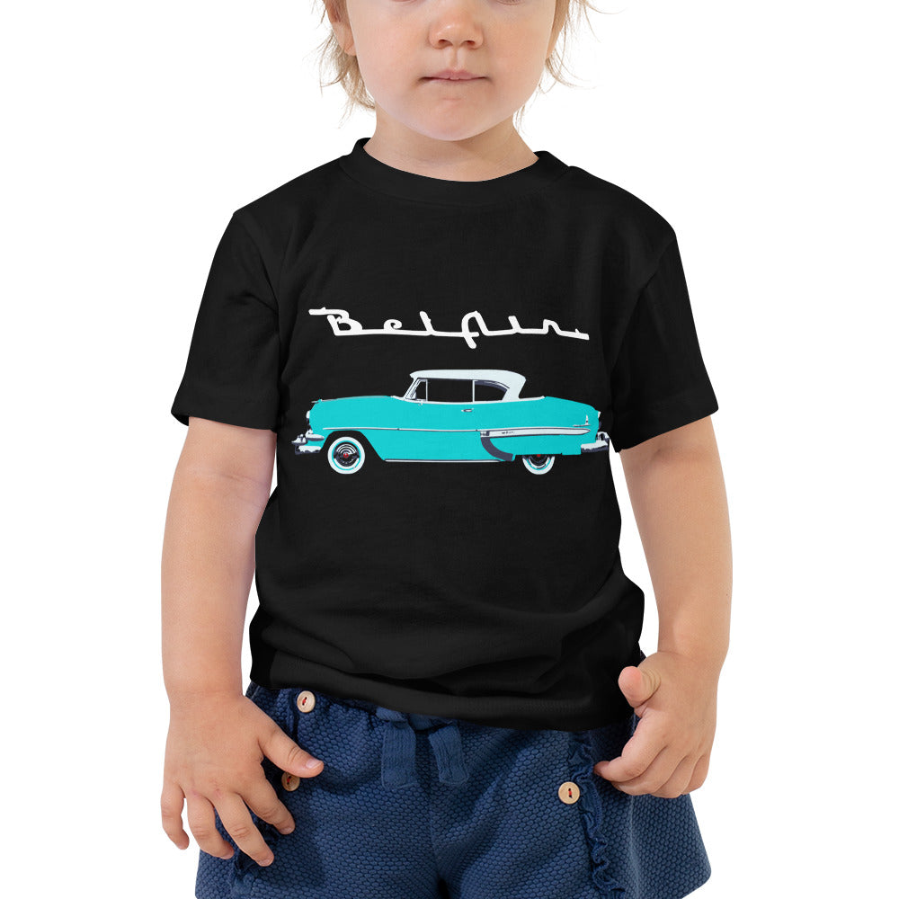 1954 Chevy Bel Air Turquoise Antique Classic Car Collector Cars Toddler Short Sleeve Tee