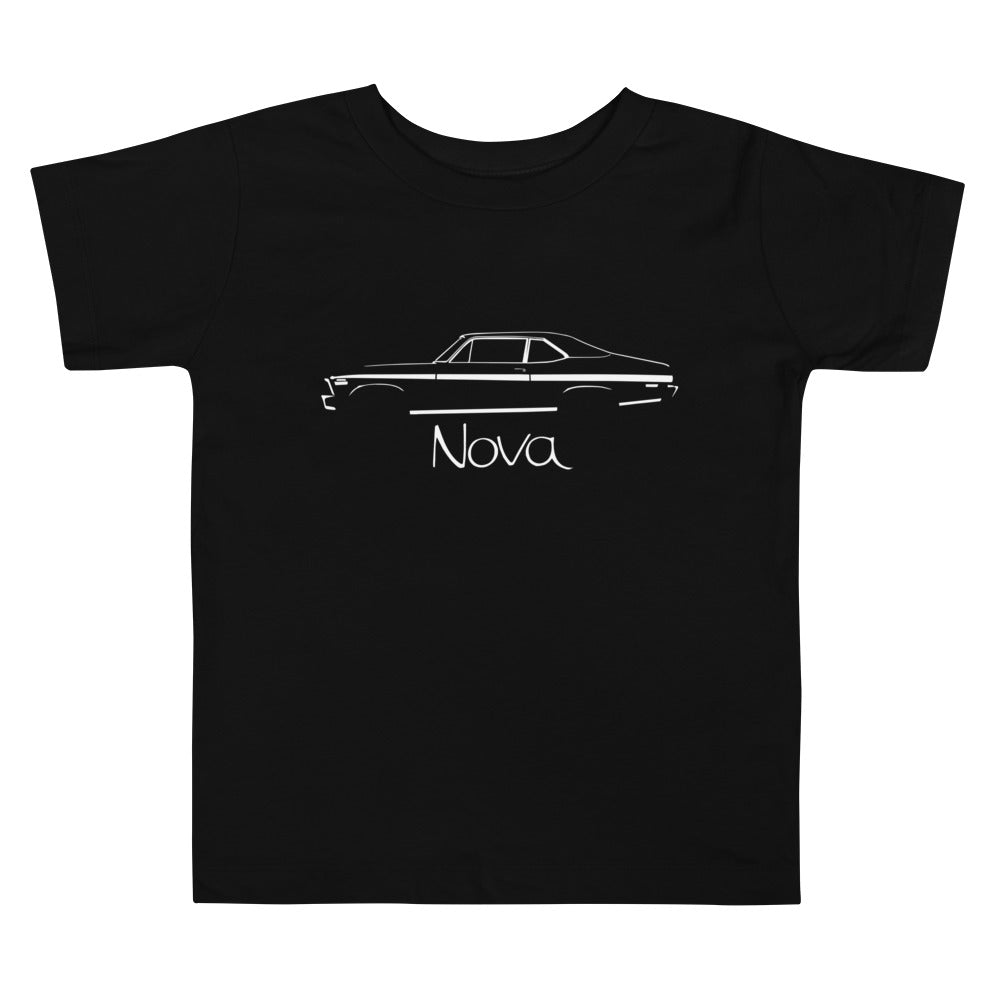 1972 Chevy Nova Black Silhouette American Muscle Car Owner Gift Toddler Short Sleeve Tee