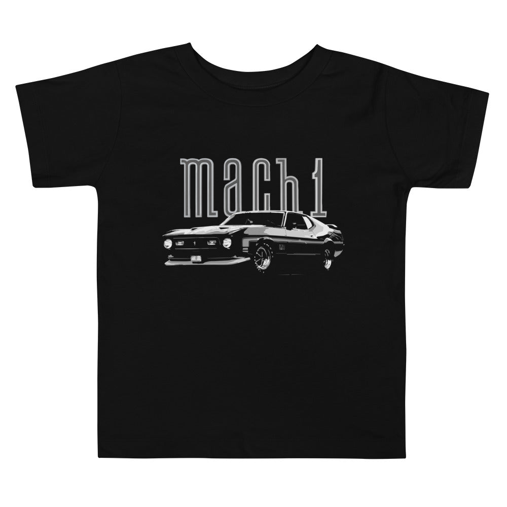 1971 Mustang Mach 1 Fastback 429 Super Cobra Jet Black Muscle Car Classic Cars Driver Toddler Short Sleeve Tee