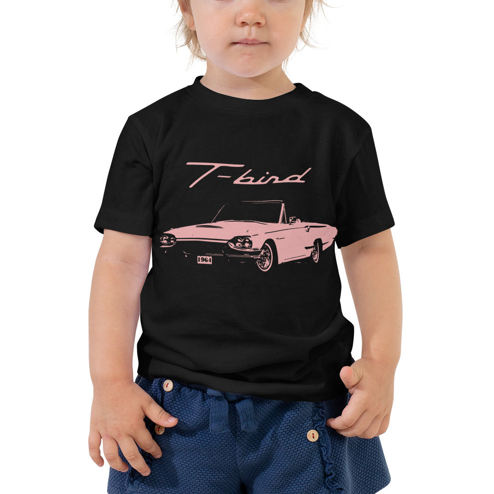 1964 Thunderbird T-Bird Classic Car Pink Piggy Custom Collector Cars Art American Automotive Nostalgia Toddler Short Sleeve Tee