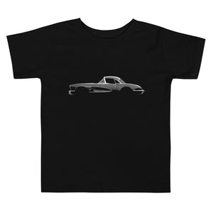 1959 Corvette Convertible C1 Black Antique Classic Collector Car Toddler Short Sleeve Tee