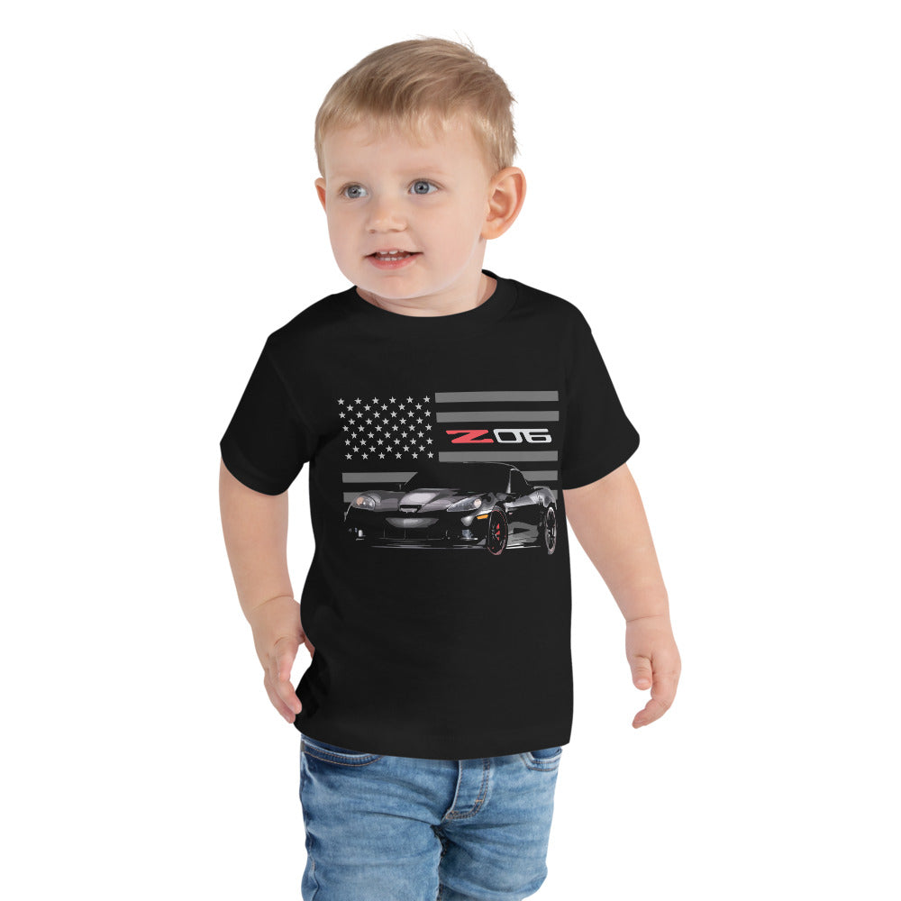 Black Corvette C6 Z06 Vette Driver Car Club Custom Toddler Short Sleeve Tee T-shirt