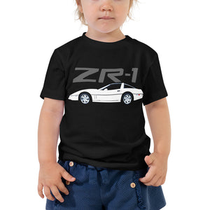 1990 White Corvette C4 ZR-1 ZR1 4th Gen Vette Driver Custom Car Club Toddler Short Sleeve Tee