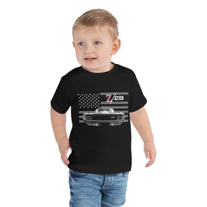 Vintage Chevy Camaro Z/28 1st Gen Z28 Muscle Car Club Toddler Short Sleeve Tee