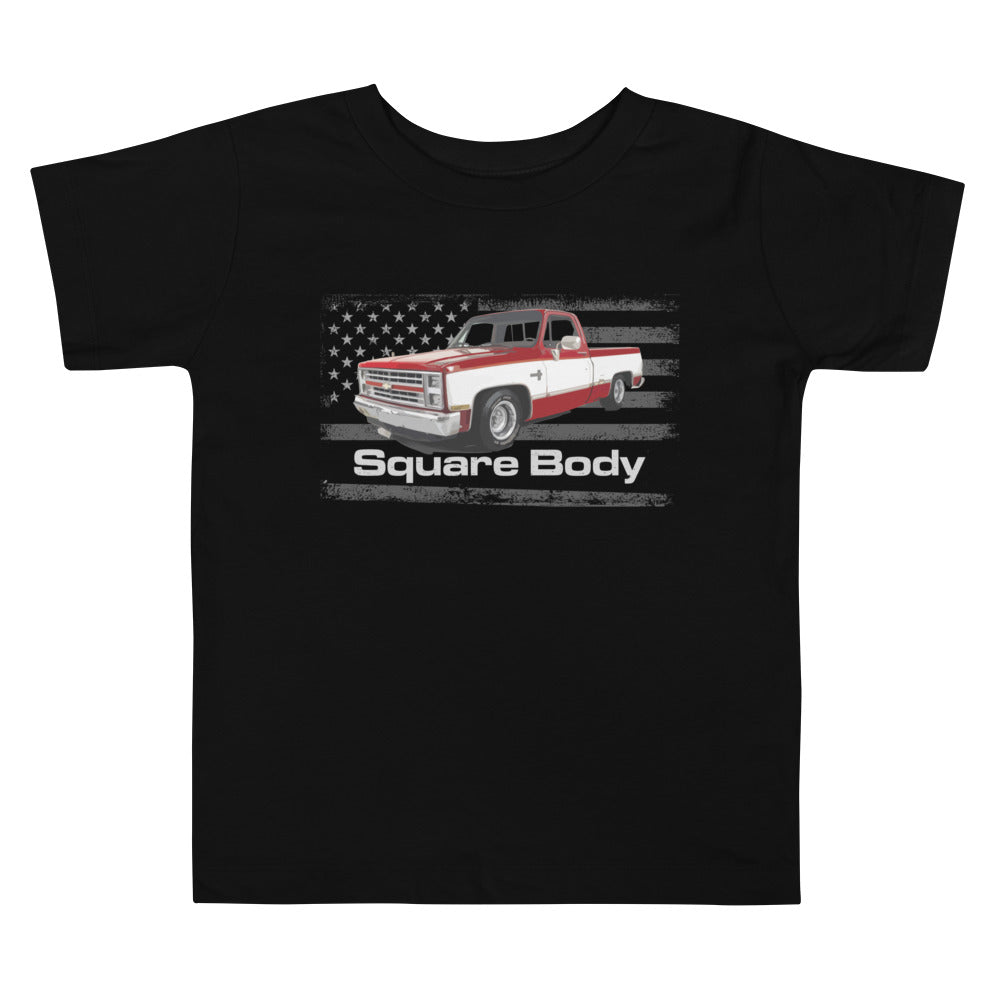 1987 Chevy Silverado Square Body Vintage C10 K10 1500 Pickup Truck Toddler Short Sleeve Tee