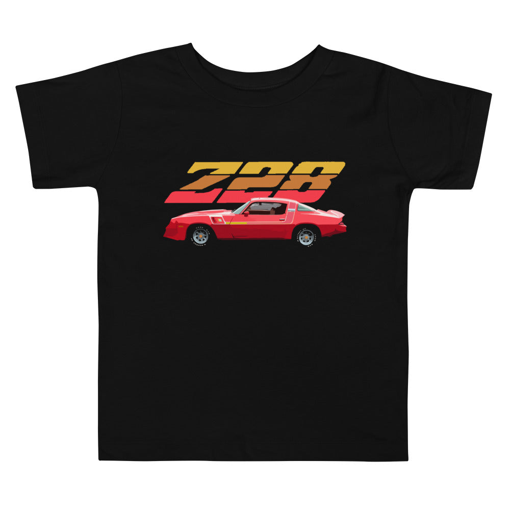 1980 Chevy Camaro Z28 Red Muscle car Club Custom Toddler Short Sleeve Tee